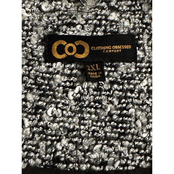 COC Clothing Obsessed Company Tweed Jacket Black White 2X Academia Office - Picture 5 of 16